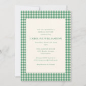 Preppy Tuin Groen Gingham Gestreepte Bruiloftfeest Kaart (Voorkant)