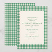 Preppy Tuin Groen Gingham Gestreepte Bruiloftfeest Kaart (Voorkant / Achterkant)