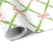 Preppy Tuin Trellis met Roze Bogen Cadeaupapier (Rol Hoek)