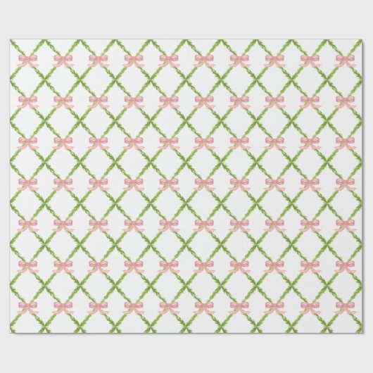 Preppy Tuin Trellis met Roze Bogen Cadeaupapier (Vlak)