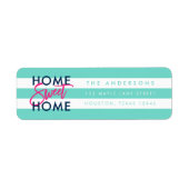 Preppy Turquoise en White Stripes Home Sweet Home Etiket (Voorkant)