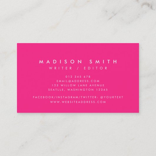 Preppy Turquoise en witte strepen met roze Visitekaartje (Achterkant)