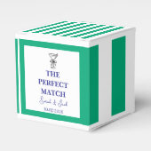 Preppy Turquoise Gestreepte "The Perfect Match" Tr Bedankdoosjes (Voorkant Zijde)