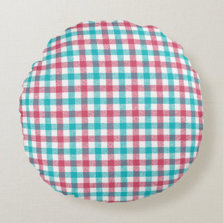 Preppy turquoise roze geruite ruiten naadloos patr rond kussen