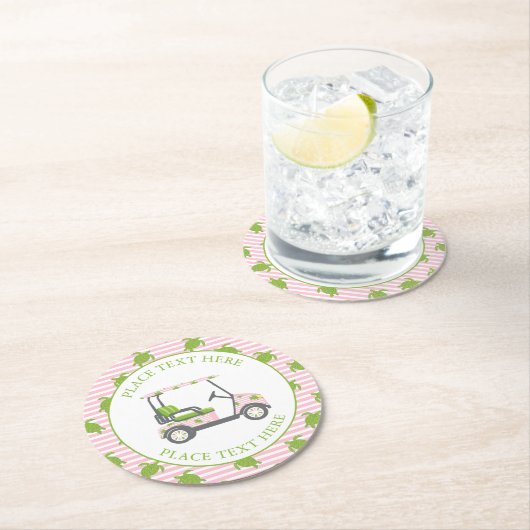 Preppy Turtles Golf Cart Ronde Kartonnen Onderzetter (Insitu)