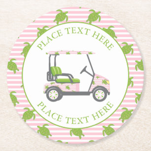 Preppy Turtles Golfkar Ronde Kartonnen Onderzetter