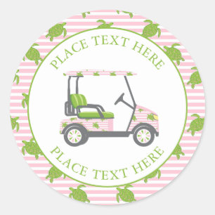 Preppy Turtles Golfkarretje Ronde Sticker