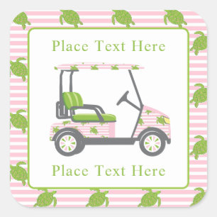 Preppy Turtles Golfkarretje Vierkante Sticker