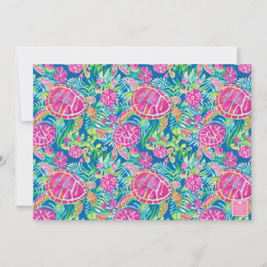 Preppy Turtles Palm Beach Golf Cart Bedankkaart (Achterkant)