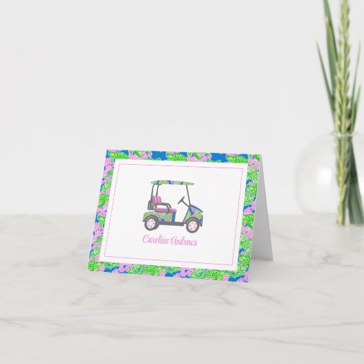 Preppy Turtles Palm Beach Golf Cart gepersonalisee Bedankkaart (Voorkant)