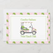 Preppy Turtles Palm Beach Golf Cart Personalized Bedankkaart (Voorkant)