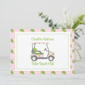 Preppy Turtles Palm Beach Golf Cart Personalized Bedankkaart (Staand voorkant)
