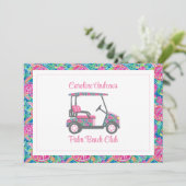 Preppy Turtles Palm Beach Golfkar Bedankkaart (Staand voorkant)