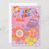 Preppy tween groovy verjaardagsuitnodiging. kaart (Voorkant / Achterkant)