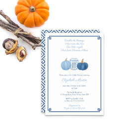 Preppy Twin Boys Pumpkins Autumn Baby shower Party Kaart
