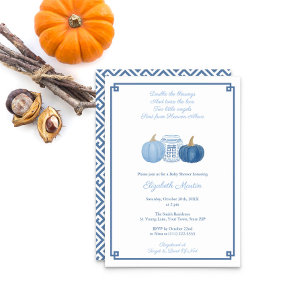 Preppy Twin Boys Pumpkins Autumn Baby shower Party Kaart