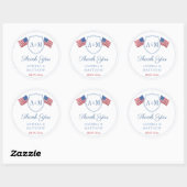 Preppy USA-vlag monogram trouwgunst bedankt Ronde Sticker (Vel)