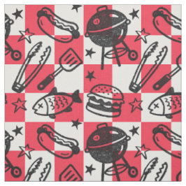 Preppy Vader Grillen Schachbrett - Rood & Zwart Stof