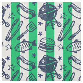 Preppy Vader Grilling Doodle Streep - Groen & Mari Stof