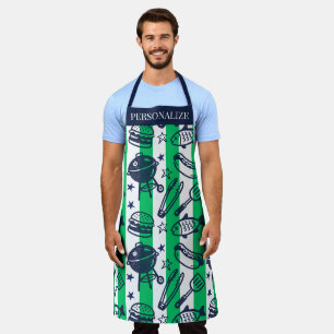 Preppy Vader-grillpatroon – BBQ Doodles (Streep) Schort
