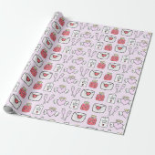 Preppy Valentijns  iconen Zacht Roze Wrapping Papi Cadeaupapier (Uitgerold)