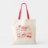 Preppy Valentine XOXO | Cute Coquette Aesthetic Tote Bag (Achterkant)