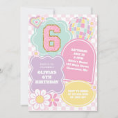 Preppy Varsity pastelpleister 6e verjaardag Kaart (Voorkant)