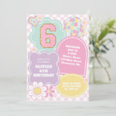 Preppy Varsity pastelpleister 6e verjaardag Kaart (Staand voorkant)