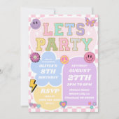 Preppy Varsity Patch Letter Retro verjaardagsfeest Kaart (Voorkant)