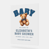 Preppy Varsity Teddy Bear Baby Shower Acrylic Acryl Bord (Hoek)