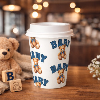 Preppy Varsity Teddy Bear Baby Shower Papieren Bekers