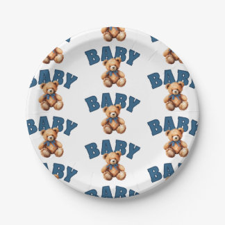 Preppy Varsity Teddy Bear Baby Shower Papieren Bordje