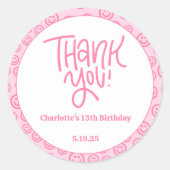 Preppy Verjaardag Dank u Sticker (Voorkant)