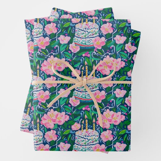 Preppy Verjaardag inpakpapier (In situ)