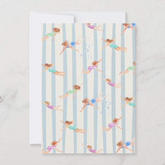 Preppy Verjaardag Pool Party Kaart (Achterkant)