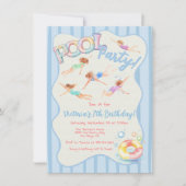 Preppy Verjaardag Pool Party Kaart (Voorkant)