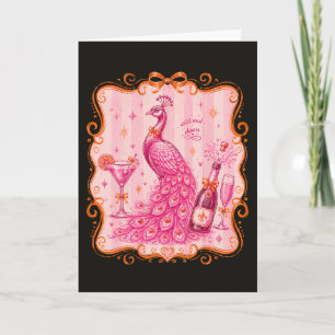 Preppy Verjaardag Verjaardagscheuten Pauw Cocktail Kaart