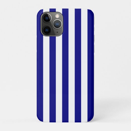 Preppy Vertical Stripes Navy Blue White Striped Case-Mate iPhone Case (Achterkant)