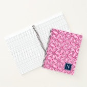 Preppy Vierkant Lattice Monogram – Heet Roze & Mar Notitieboek (Binnen)