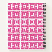 Preppy Vierkant Lattice Monogram – Heet Roze & Mar Notitieboek (Achterkant)