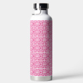 Preppy Vierkant Lattice Monogram Heet Roze & Marin Waterfles (Rechts)