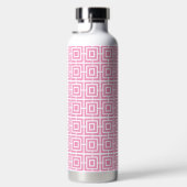 Preppy Vierkant Lattice Monogram – Roze & Limoen Waterfles (Rechts)