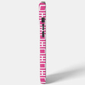 Preppy Vierkant Lattice Monogram – Roze & Marinebl Case-Mate iPhone Case (Achterkant / Links)