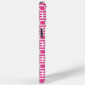 Preppy Vierkant Lattice Monogram – Roze & Marinebl Case-Mate iPhone Case (Achterkant / Rechts)