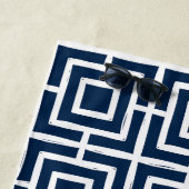 Preppy Vierkant Rooster Monogram – Marine & Lime Strandlaken (In situ)