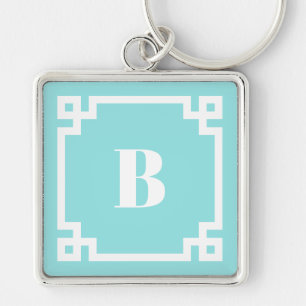 Preppy Vierkante Griekse Sleutelrand Aqua Blauwe M Sleutelhanger