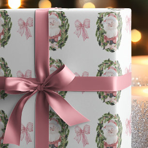 Preppy Vintage Stijl Kerstman Kerstkransen Cadeaupapier