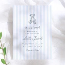 Preppy Vintage Teddybeer Jongens Baby Shower