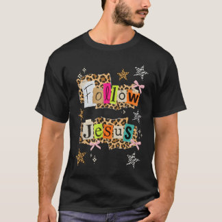 Preppy Volg Jezus Collage Y2K Coquette Luipaard T-shirt