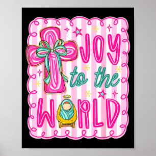 Preppy vreugde tot de wereld christelijke kerst kr poster